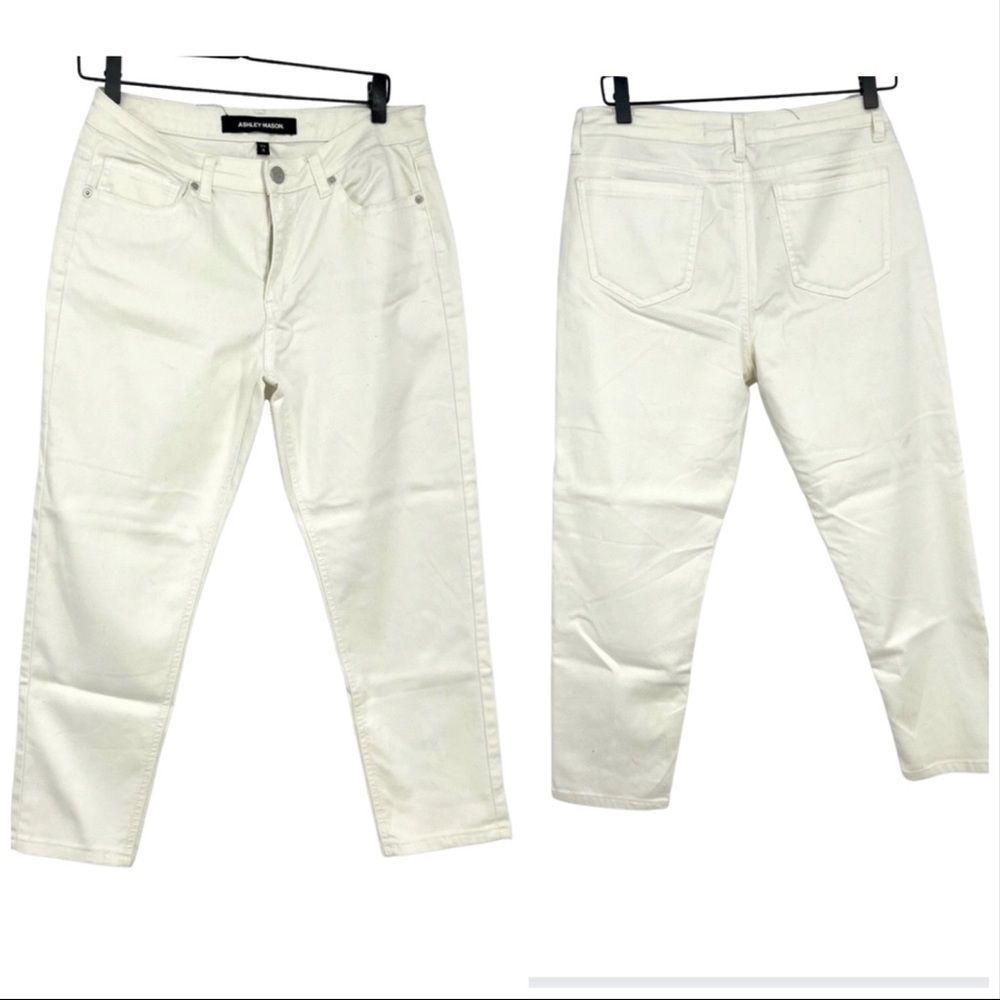 Ashley Mason white stretch crop jeans
